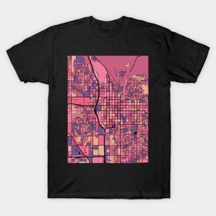 Salt Lake City Map Pattern in Purple & Pink T-Shirt